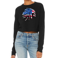 Native America Flag Usa Skull Indian Cropped Sweater | Artistshot