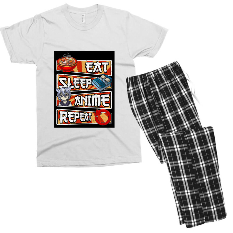 Eat Sleep Anime Repeat Cute Anime Obsessed   Eat Sleep Anime Repeat Men's T-shirt Pajama Set by mrdjpancake | Artistshot