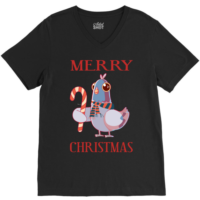 Christmas Pigeon V-neck Tee | Artistshot