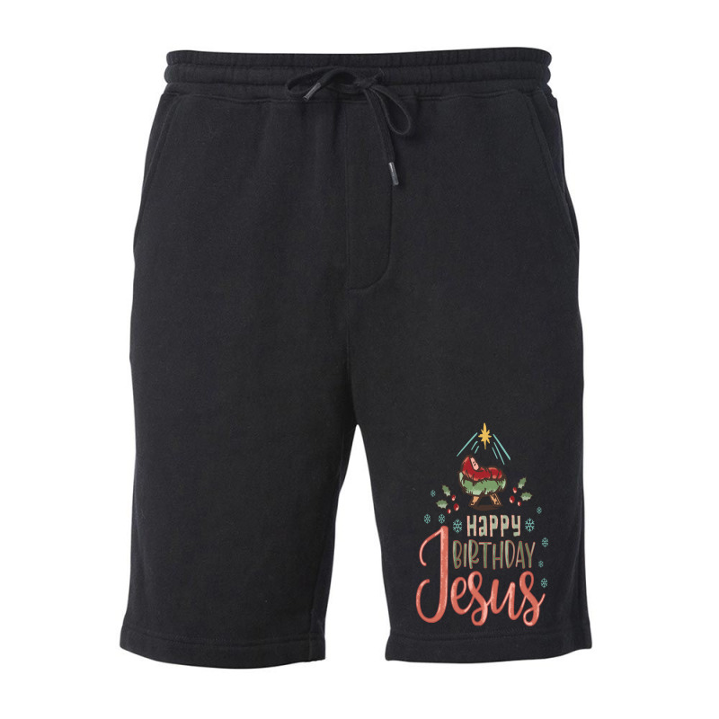 Happy Birthday Jesus Christian Christmas Fleece Short | Artistshot