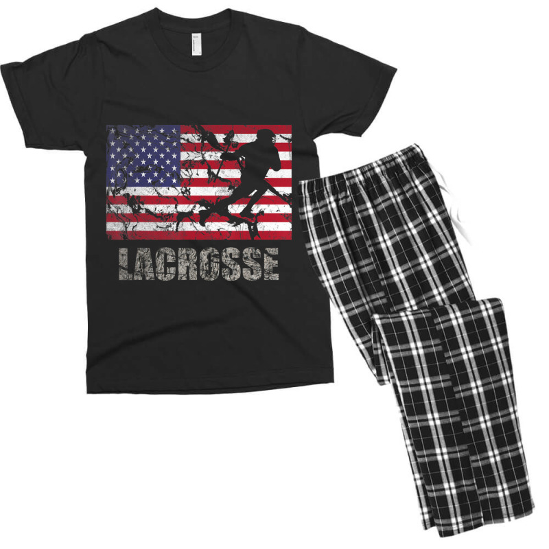 Lacrosse American Flag Usa Flag Fan Vintage Retro Men's T-shirt Pajama Set by degreesgunner | Artistshot