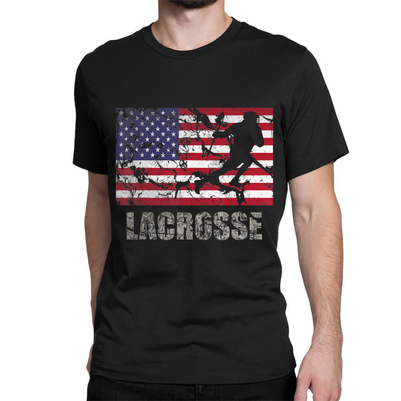 Lacrosse American Flag Usa Flag Fan Vintage Retro Classic T-shirt by degreesgunner | Artistshot