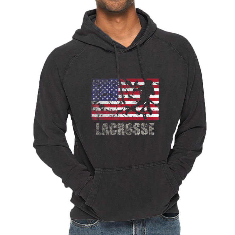 Lacrosse American Flag Usa Flag Fan Vintage Retro Vintage Hoodie by degreesgunner | Artistshot