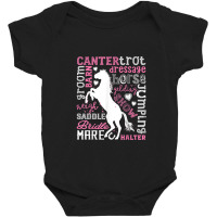 Horse Typography Word Art Girls Horseback Riding Equestrian Baby Bodysuit | Artistshot