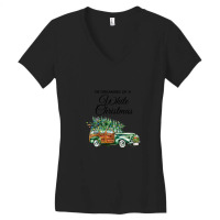 I'm Dreaming Of A White Christmas Old Vintage Station Wagon Woody Car  Women's V-neck T-shirt | Artistshot