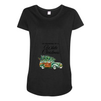 I'm Dreaming Of A White Christmas Old Vintage Station Wagon Woody Car  Maternity Scoop Neck T-shirt | Artistshot