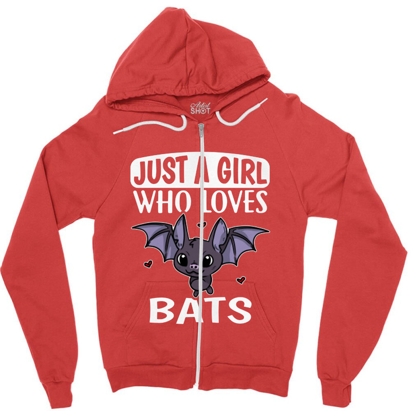 Just A Girl Who Loves Bats Cute Bat Costume   Bat Zipper Hoodie by mrdjpancake | Artistshot