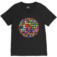 World Map Of Flags Globe Atlas Flags Of The World V-neck Tee | Artistshot