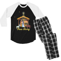 True Story Christmas Advent Nativity Scene North Star Men's 3/4 Sleeve Pajama Set | Artistshot