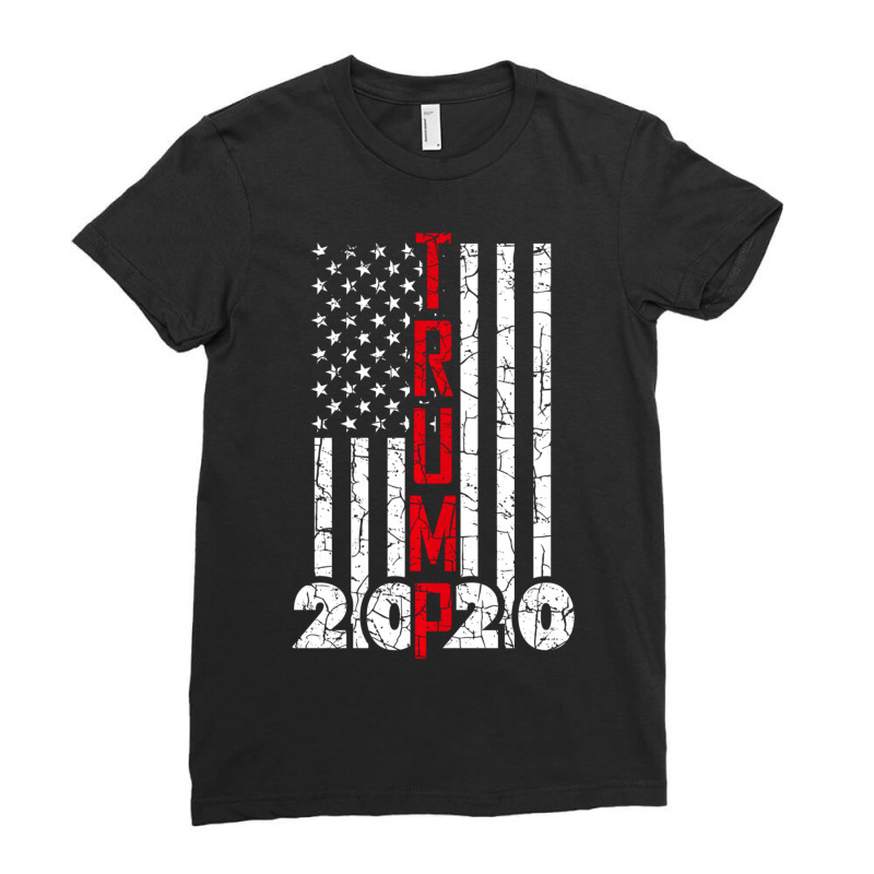 Trump Vintage American Flag Usa 2020 Presidential Election Ladies Fitted T-Shirt by behindcedar22 | Artistshot