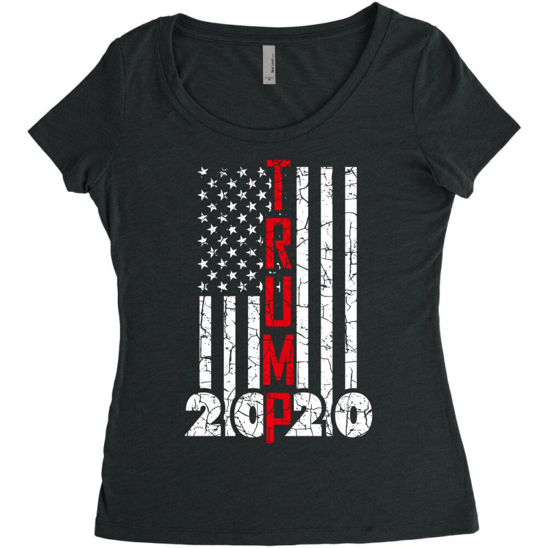 Trump Vintage American Flag Usa 2020 Presidential Election Women's Triblend Scoop T-shirt by behindcedar22 | Artistshot