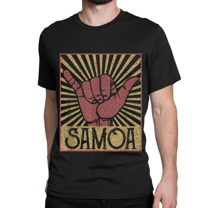 Vintage Shaka Samoa Samoan Beach Sunset Surfer Classic T-shirt by JudithPlagmann | Artistshot