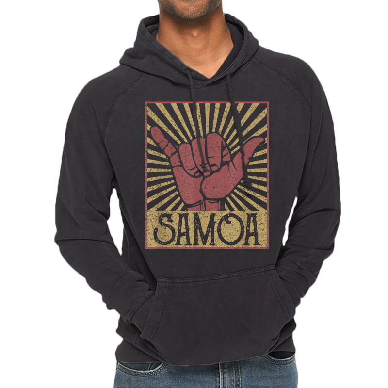 Vintage Shaka Samoa Samoan Beach Sunset Surfer Vintage Hoodie by JudithPlagmann | Artistshot