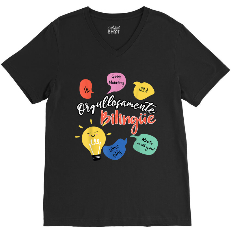 Orgullosamente Bilingue Maestra V-Neck Tee by ColleenDChamplin | Artistshot