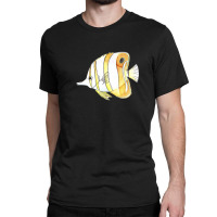 Copperband Butterflyfish Watercolor Painting Aquarium Ocean Classic T-shirt | Artistshot