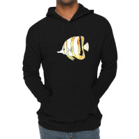 Copperband Butterflyfish Watercolor Painting Aquarium Ocean Lightweight Hoodie | Artistshot