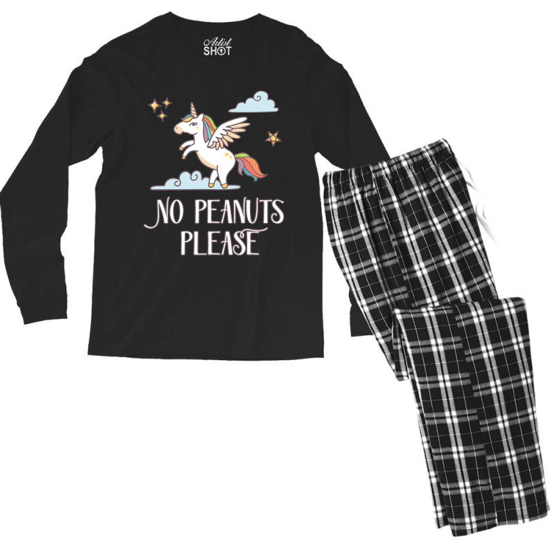 No Peanuts Please  Unicorn Theme For Peanut Allergy Kids Men's Long Sleeve Pajama Set | Artistshot