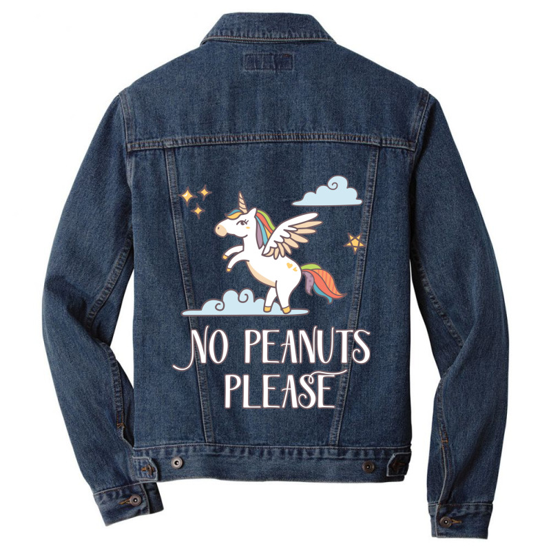 No Peanuts Please  Unicorn Theme For Peanut Allergy Kids Men Denim Jacket | Artistshot