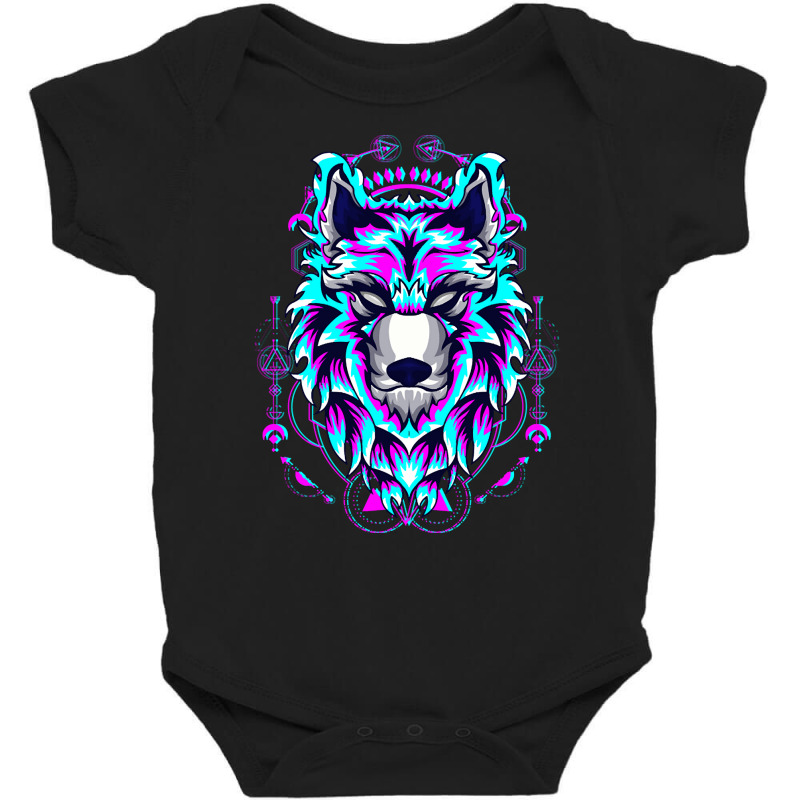 Wolf Geometric Baby Bodysuit by fenderbendable | Artistshot