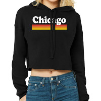 Chicago Illinois  Il Retro Sunset And Text Cropped Hoodie | Artistshot