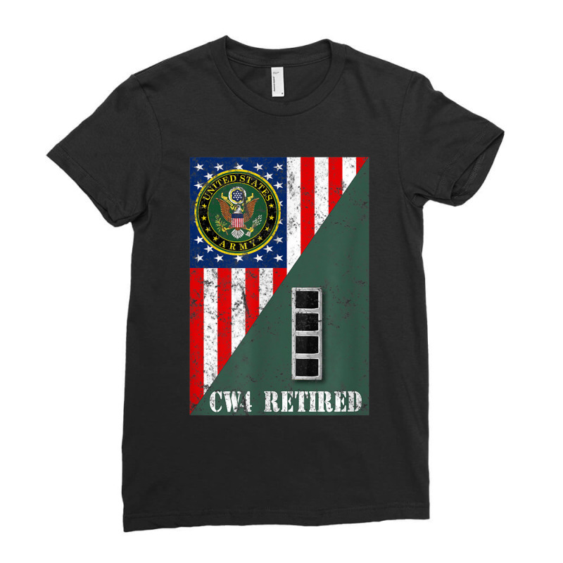 Retired Army Chief Warrant Officer Four Cw4 Half Rank & Flag Ladies Fitted T-Shirt by MalcolmJCausby | Artistshot