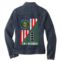 Retired Army Chief Warrant Officer Four Cw4 Half Rank & Flag Ladies Denim Jacket | Artistshot