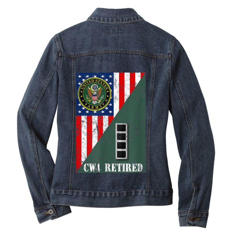 Retired Army Chief Warrant Officer Four Cw4 Half Rank & Flag Ladies Denim Jacket by MalcolmJCausby | Artistshot