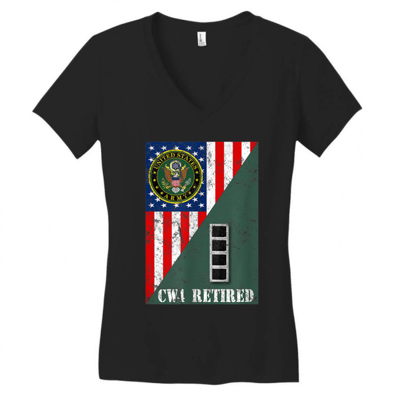 Retired Army Chief Warrant Officer Four Cw4 Half Rank & Flag Women's V-Neck T-Shirt by MalcolmJCausby | Artistshot