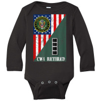 Retired Army Chief Warrant Officer Four Cw4 Half Rank & Flag Long Sleeve Baby Bodysuit | Artistshot