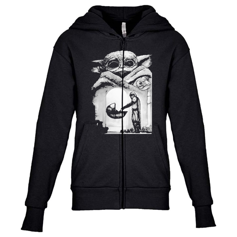 Custom A Bountiful Baby Yoda In Mandalorian Youth Zipper Hoodie By