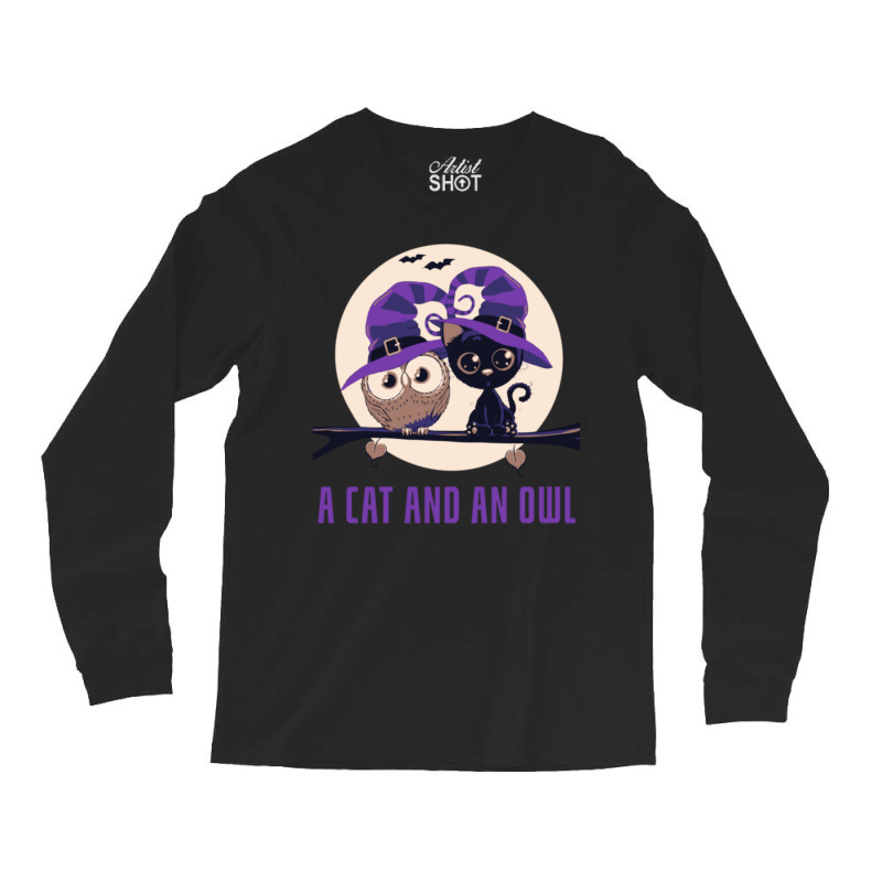 A Cat And An Owl Funny Pet Owner Cute Cutie Catowl Or Owlcat 1 Long Sleeve Shirts | Artistshot