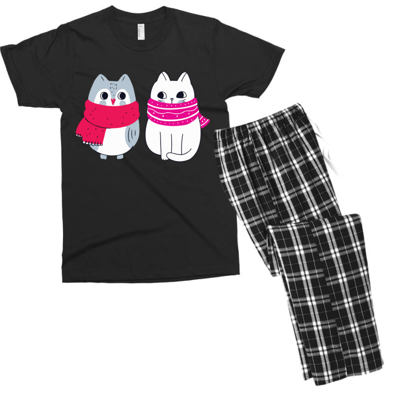 A Cat And An Owl Funny Pet Owner Cute Cutie Catowl Or Owlcat 4 Men's T-shirt Pajama Set | Artistshot