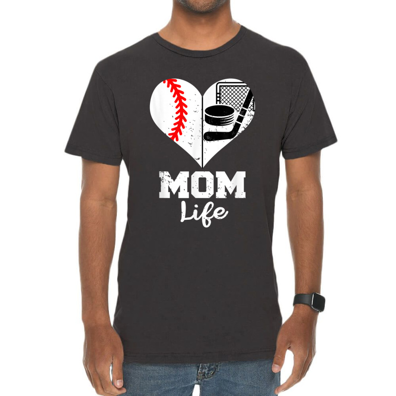 Mom Life Heart Funny Baseball Hockey Mom Vintage T-shirt | Artistshot