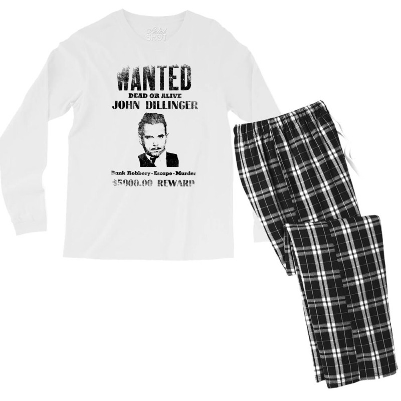 Wanted Poster John Dillinger Distressed Men's Long Sleeve Pajama Set | Artistshot