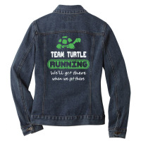 Funny Running Fitness Shirt, Team Turtle Ladies Denim Jacket | Artistshot