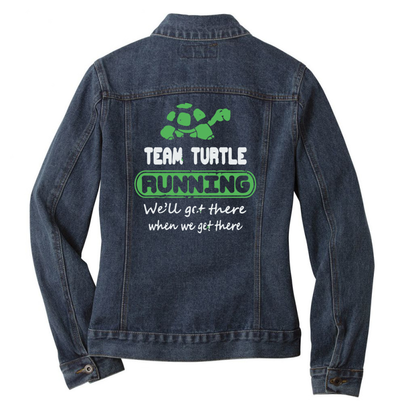 Funny Running Fitness Shirt, Team Turtle Ladies Denim Jacket by ton1 | Artistshot