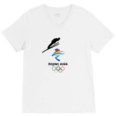 Freestyle Skiing At The 2022 Winter Olympics V-neck Tee Designed By Lamondo