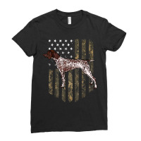 Camo American Flag German Shorthaired Pointer 4th Of July Ladies Fitted T-shirt | Artistshot