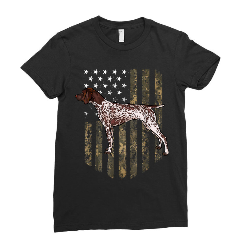 Camo American Flag German Shorthaired Pointer 4th Of July Ladies Fitted T-Shirt by CesarRobertoRamirez | Artistshot