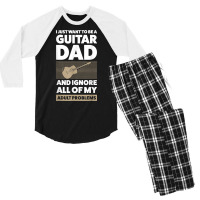 Mens I Just Want To Be A Guitar Dad Guitar String Instrument T Shirt Men's 3/4 Sleeve Pajama Set | Artistshot