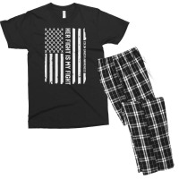 Her Fight American Flag Colorectal Bowel Colon Cancer Awareness Men's T-shirt Pajama Set | Artistshot