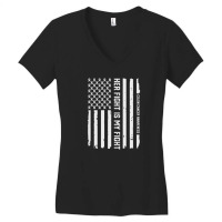 Her Fight American Flag Colorectal Bowel Colon Cancer Awareness Women's V-neck T-shirt | Artistshot