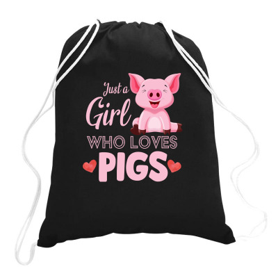 Just A Girl Who Loves Pigs Drawstring Bags Designed By Sengul