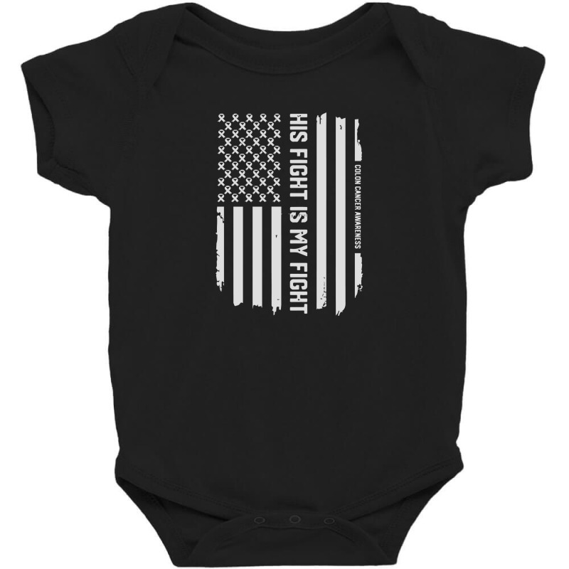 His Fight American Flag Colorectal Bowel Colon Cancer Awareness Baby Bodysuit by ton1 | Artistshot