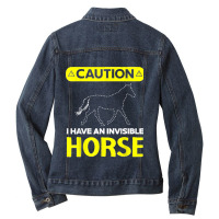 I Have An Invisible Horse Horseback Riding Equestrian Ladies Denim Jacket | Artistshot