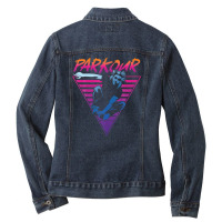 Parkour Free Running Traceur 80s 90s Retro Vintage Parkour Ladies Denim Jacket | Artistshot