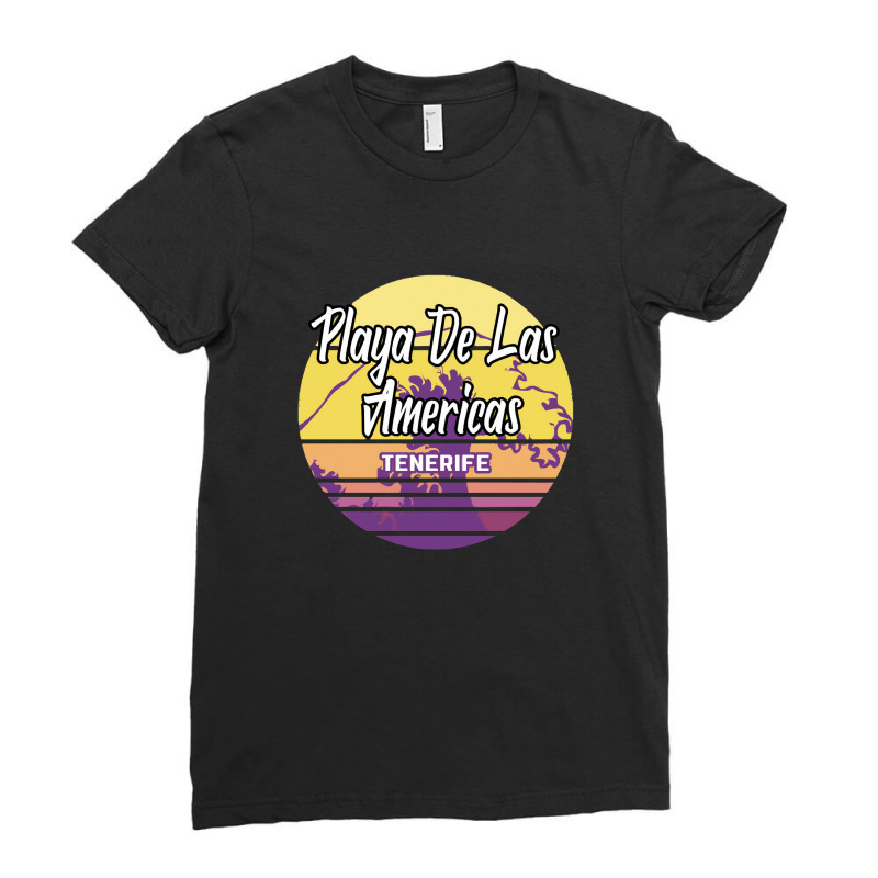 Playa De Las Americas Tenerife Retro Ladies Fitted T-Shirt by EdieTiffany | Artistshot