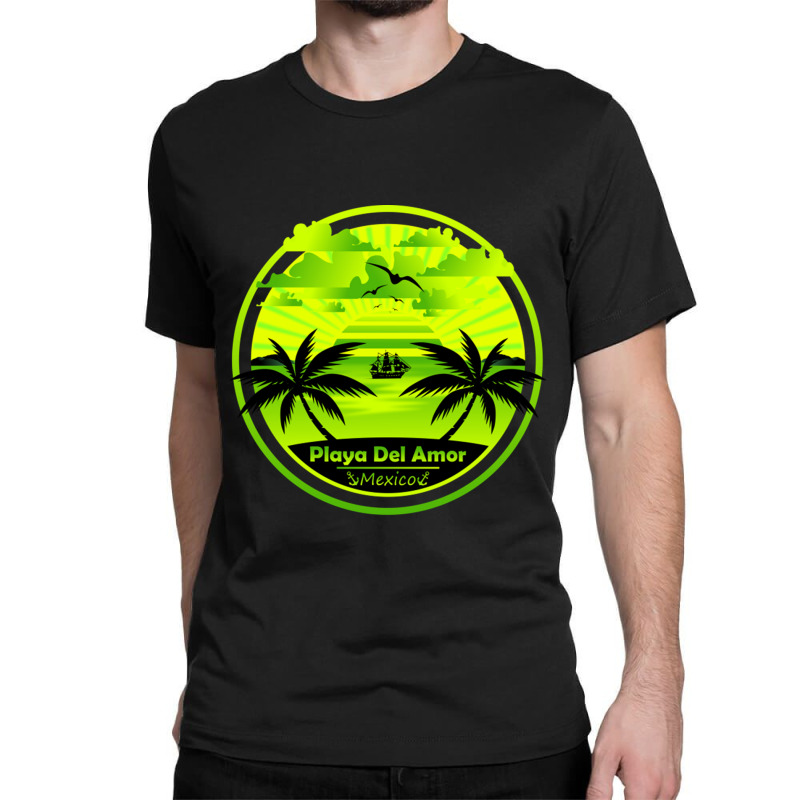 Playa Del Amor Beach Mexico Palm Trees Sunset Summer For Classic T-shirt by EdieTiffany | Artistshot