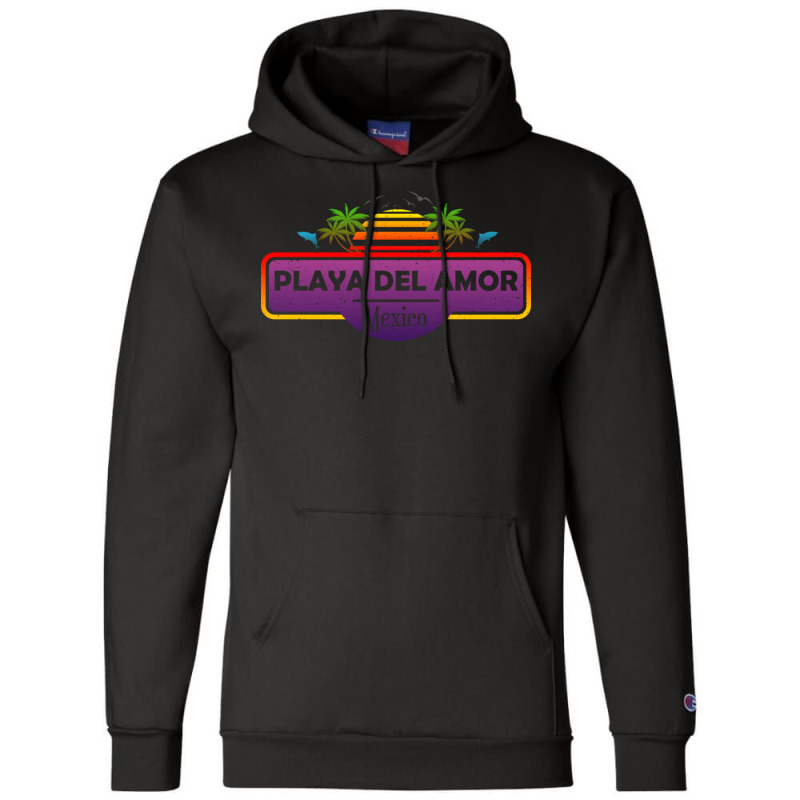 Playa Del Amor Beach Mexico Palm Trees Sunset Summer Gift Gift Champion Hoodie by EdieTiffany | Artistshot