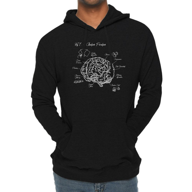 Analysis Paralysis - White Print Lightweight Hoodie by ArthurJungbauer | Artistshot